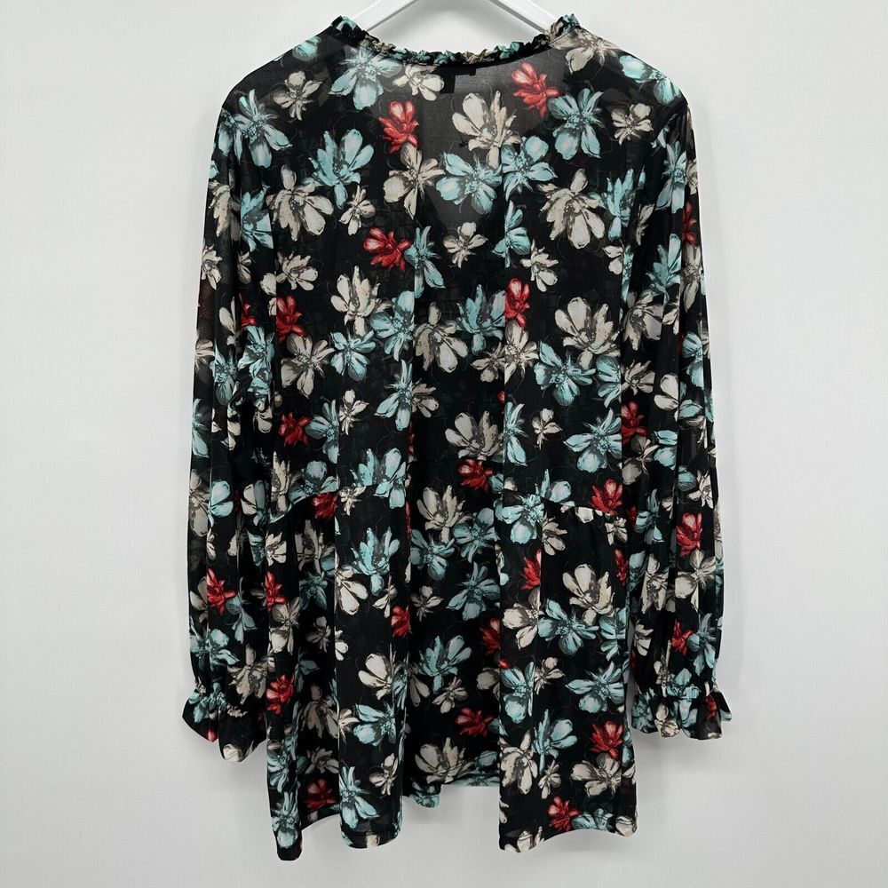 Lane Bryant Tunic Top Shirt Blouse Size 22‎ 24 Sheer Floral Smocked Stretch New - Picture 9 of 12